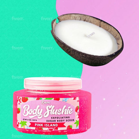 Pink Island Body Slushie + Island Breeze Candle - Kmoni Cosmetics
